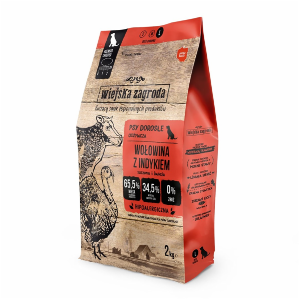 WIEJSKA ZAGRODA Beef with turkey L - suché krmivo pro psy...