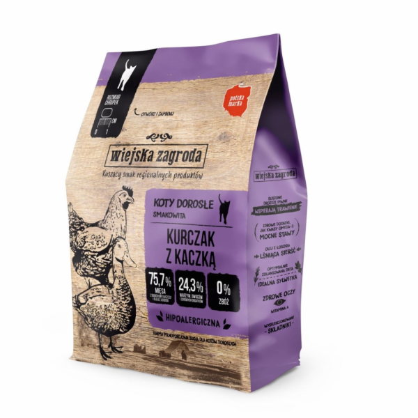 WIEJSKA ZAGRODA Chicken with duck - suché krmivo pro kočk...