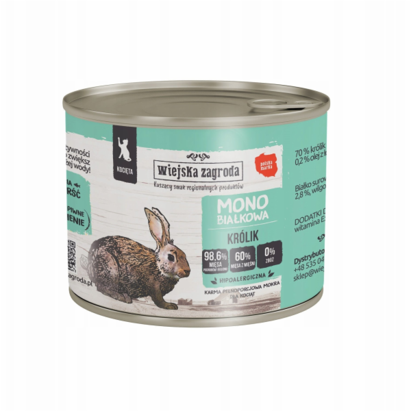 WIEJSKA ZAGRODA Rabbit monoprotein for kittens - mokré kr...