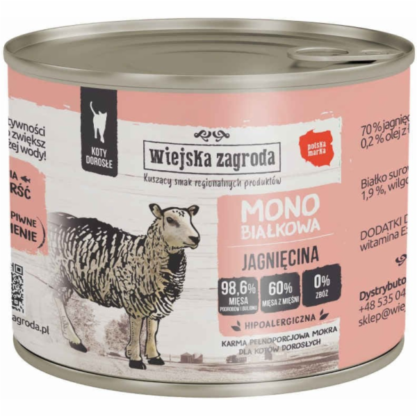 Wiejska Zagroda Monoprotein Lamb Mokré krmivo pro kočky 200g