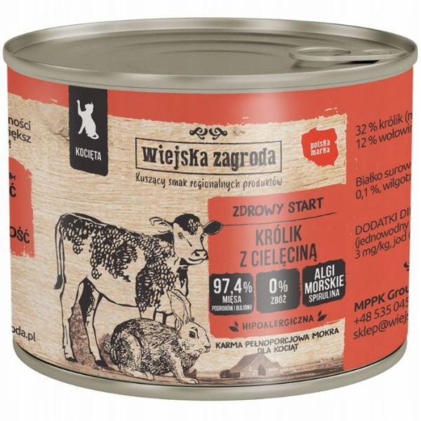 WIEJSKA ZAGRODA Rabbit with veal for kittens - mokré krmi...