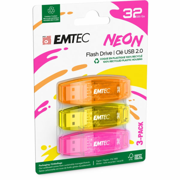 Emtec USB2.0 C410 32GB Neon 3 pcs