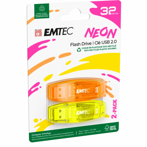 Emtec USB2.0 C410 32GB Neon 2 pcs