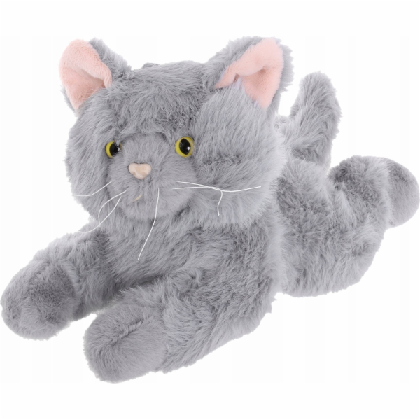 Madej Plyšová hračka ležící kočka 55 cm šedá