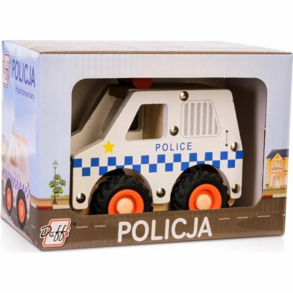 Daffi Dřevěné auto s pneumatikami Policie