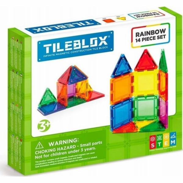 Magformers Magnetické bloky Tileblox Duhová sada 14 dílů