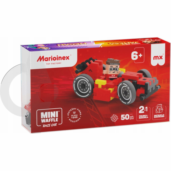 Marioinex Mini vaflové autíčka 50 dílků červené závodní auto