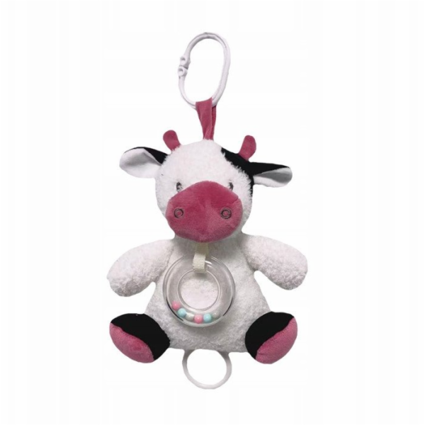 TULILO Hudební skříňka Cow bílá a vínová 18 cm