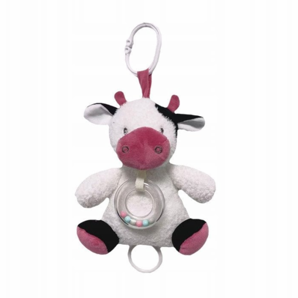 TULILO Hudební skříňka Cow bílá a vínová 18 cm