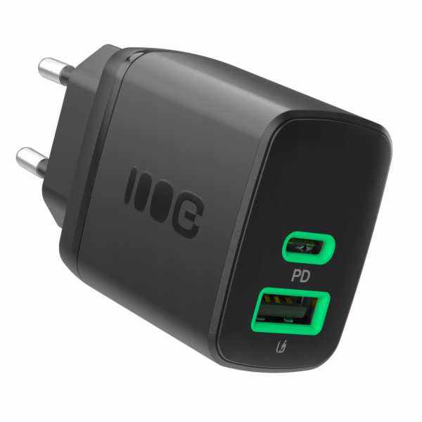 Green Cell 30W nabíječka do zásuvky 1x USB-C 1x USB-A černá