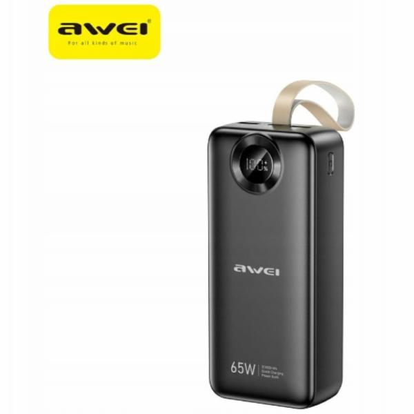 AWEI Powerbanka PA-34 30000mAh 65W Rychlonabíjení Černá
