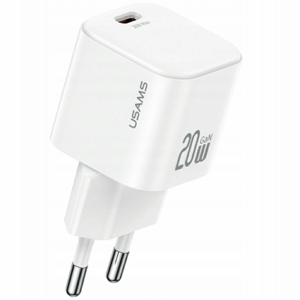 USAMS 20W nabíječka do zásuvky 1x USB-C + kabel USB-C bílá