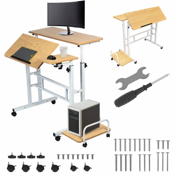 Maclean Mobilní nastavitelný stůl MC-124 W, nastavení výš...