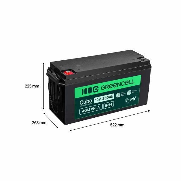 Green Cell AGM VRLA IP54 12V 250Ah baterie pro karavany, ...