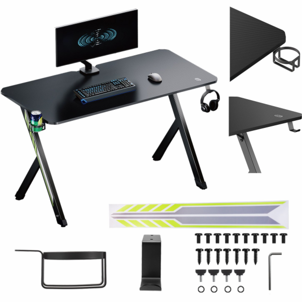 Maclean Herní stůl NanoRS 120x60x75cm RS101 se sluchátky ...