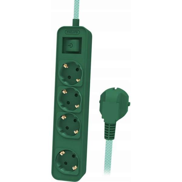 Philips Prodlužovací kabel CHP2147G 4 zásuvky 1,5 m zelený