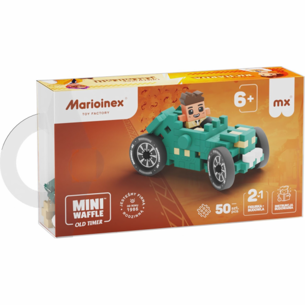 Marioinex Mini vaflové autíčko 50 dílků tyrkysové závodní...