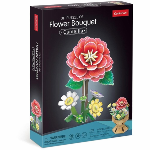 CubicFun - Puzzle 3D Kytice z květů kamélií 109 dílků