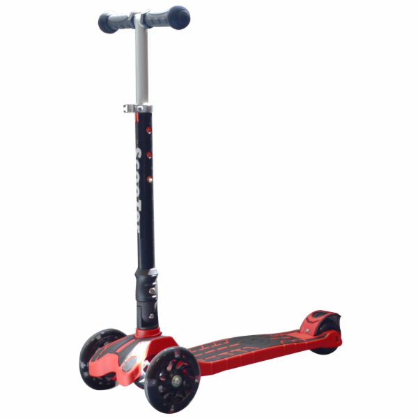 Dětská tříkolová koloběžka svítící -černo-červená