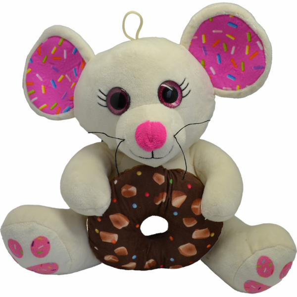 Myš s donutem bílá 30 cm