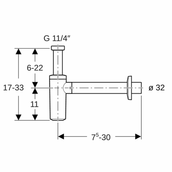 Chromovaný sifon GEBERIT 32 mm