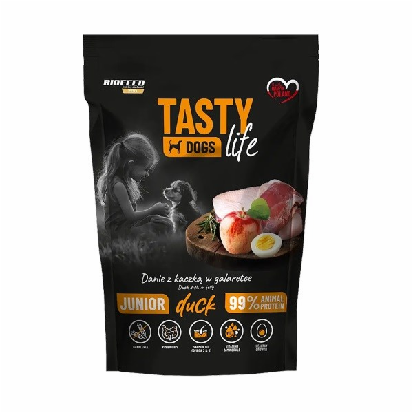 BIOFEED Tasty Dogs Life Junior Duck - vlhké krmivo pro ps...