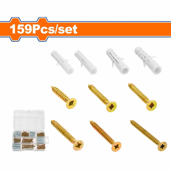 Wadfow Hmoždinka s vrutem do dřevotřísky sada 159ks