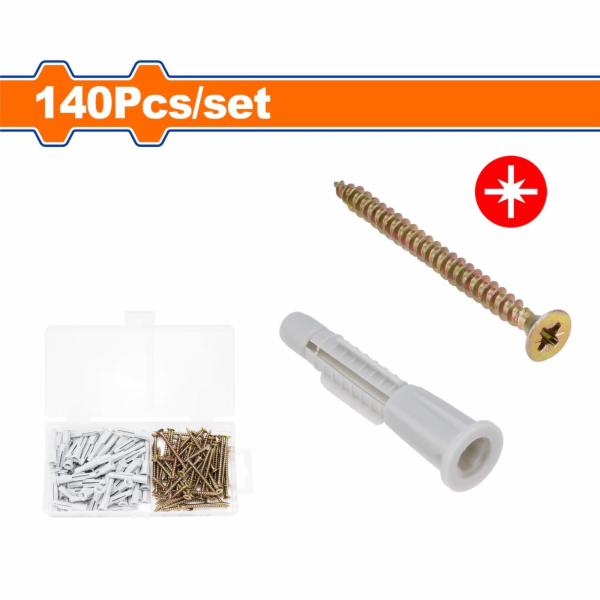 Wadfow Hmoždinka s vrutem sada 140ks