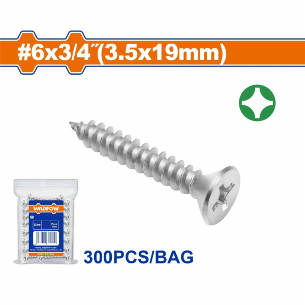 Wadfow Vrut samořezný ZH 3.5x19mm, sada 300 ks