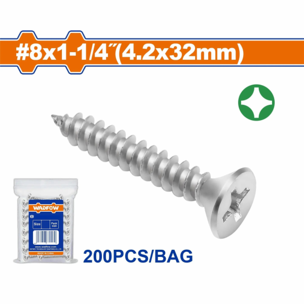 Wadfow&nbsp;Vrut&nbsp;samořezný&nbsp;ZH&nbsp;4.2x32mm,&nbsp;sada&nbsp;200&nbsp;ks