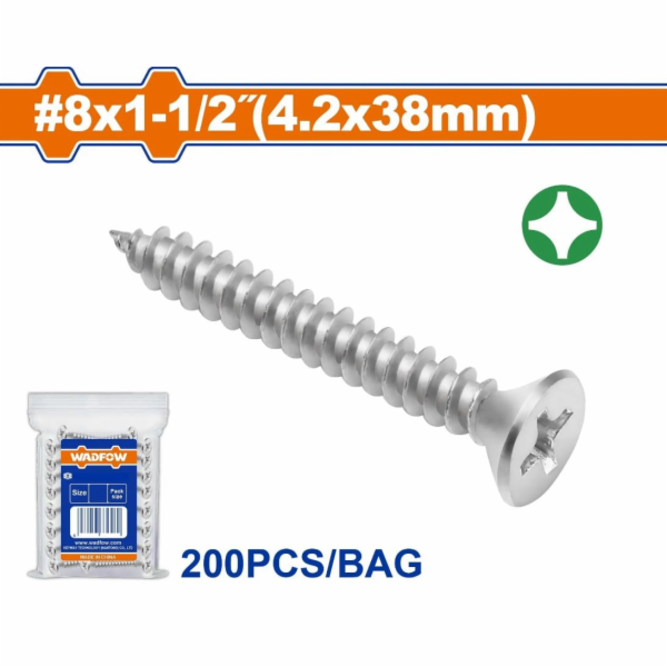 Wadfow&nbsp;Vrut&nbsp;samořezný&nbsp;ZH&nbsp;4.2x38mm,&nbsp;sada&nbsp;200&nbsp;ks