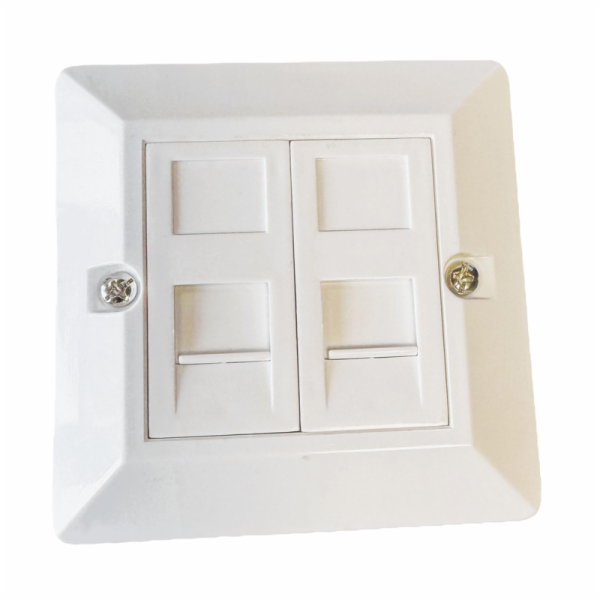 Neosazená zásuvka na omítku pro 2 keystone protiprachová