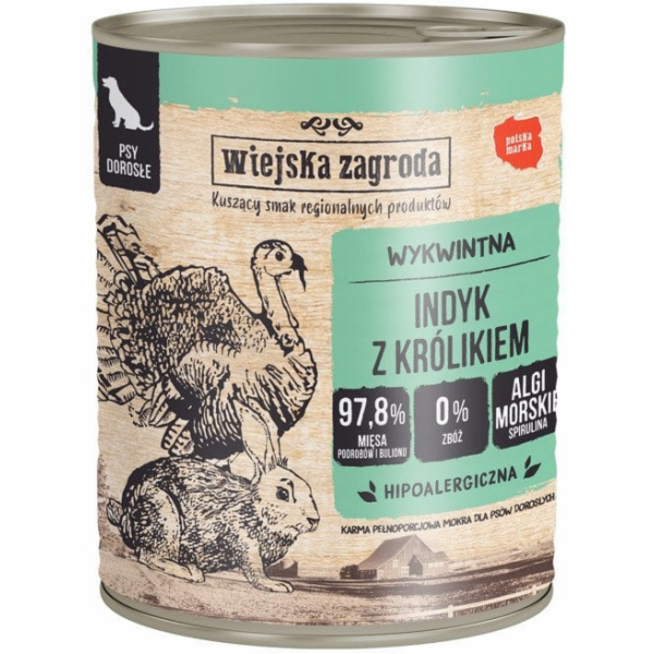 WIEJSKA ZAGRODA Turkey with rabbit - vlhké krmivo pro psy...