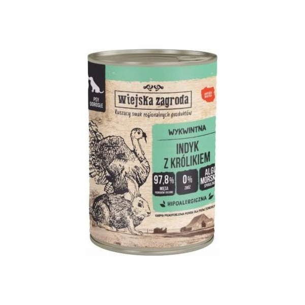 WIEJSKA ZAGRODA Turkey with rabbit - vlhké krmivo pro psy...