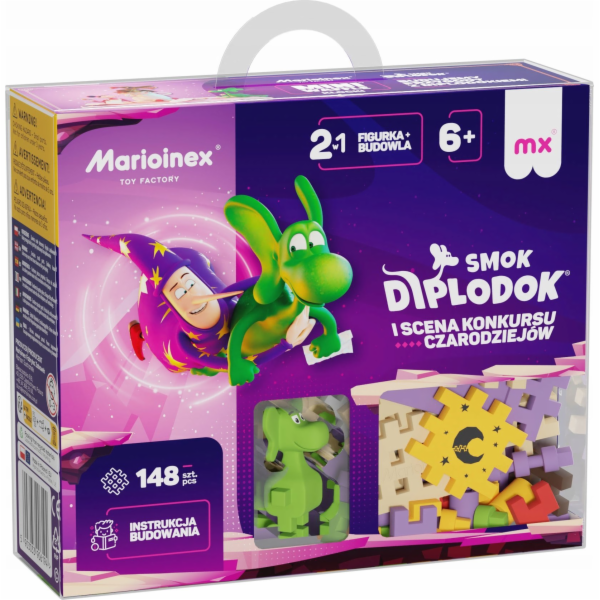 Marioinex Mini vaflové kostky - Diplodocus a scéna 148 dílků