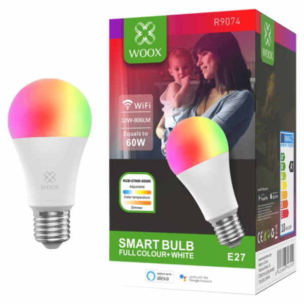 Woox Smart LED žárovka E27 10W RGB CCT R9074 WiFi TuyaWoo...