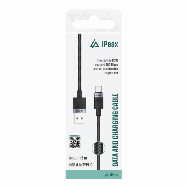 Kabel iPEAX 90010108 USB/USB-C 1,5m Black
