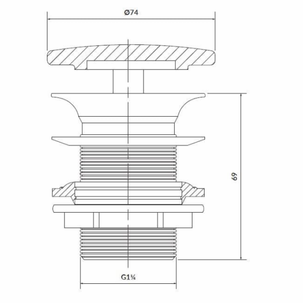 UMÝVADLOVÝ VENTIL CERSANIT BEZ PŘEPADU