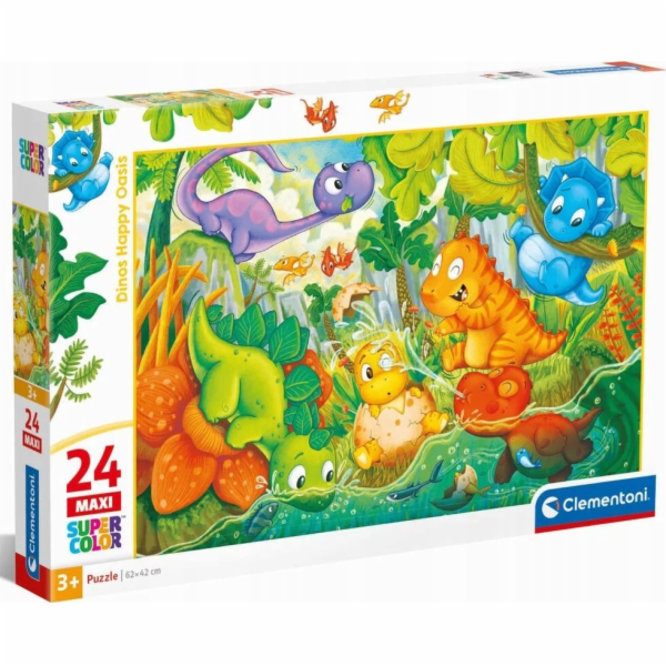 Clementoni - Puzzle 24 Šťastná oáza dinosaurů MAXI