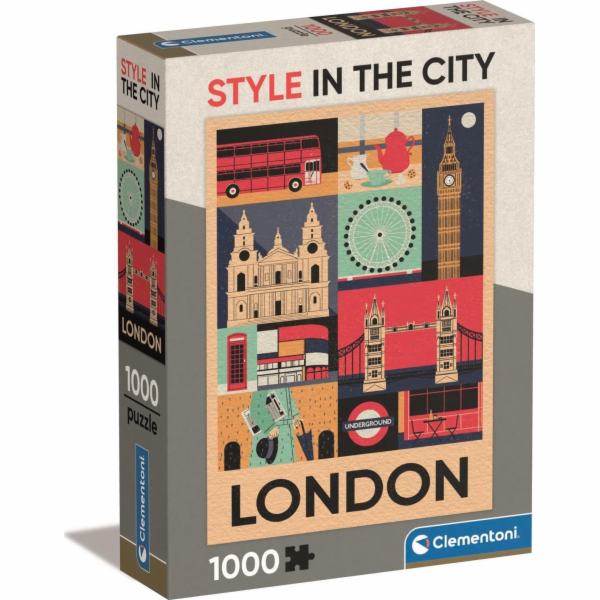 Clementoni - Puzzle 1000 Style in the city Londýn Compact...