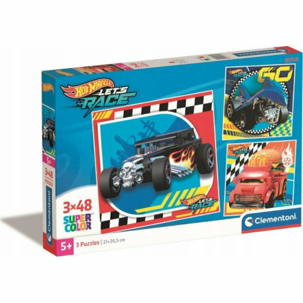 Clementoni - Puzzle 3x48 Square Hot Wheels