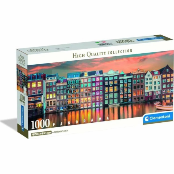 Clementoni - Puzzle 1000 Panorama Zářivý Amsterdam