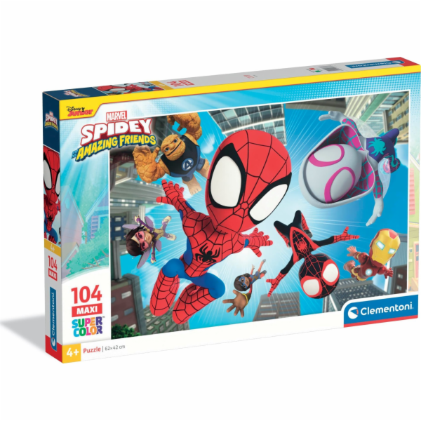 Clementoni - Puzzle 104 Maxi Spidey a jeho úžasní přátelé