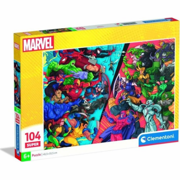 Clementoni - Puzzle 104 Super Marvel Hrdinové vs. Záporáci