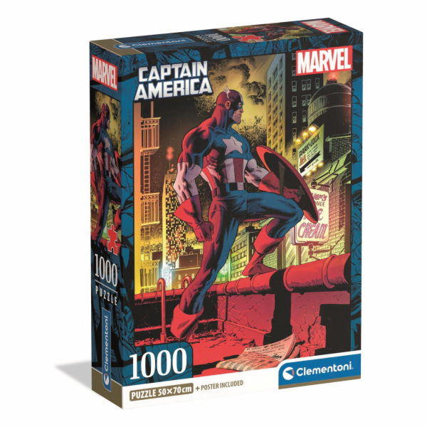 Clementoni - Puzzle 1000 Marvel Captain America