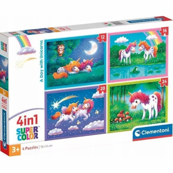 Clementoni - Puzzle 4v1 Den s jednorožci