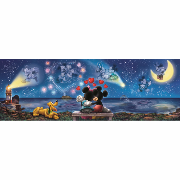 Clementoni - Puzzle 1000 Panorama Mickey a Minnie