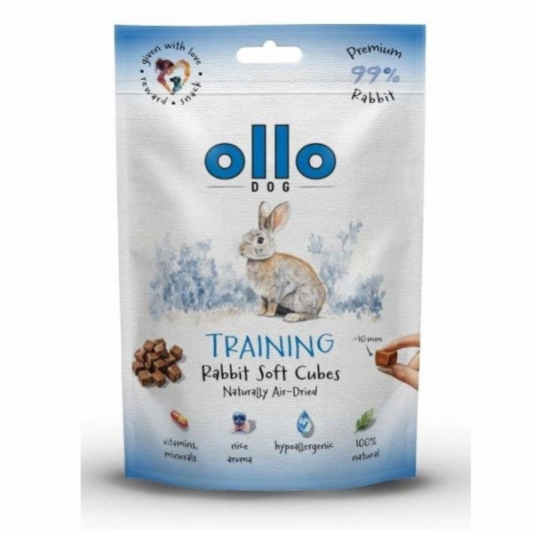 OLLO Air Dried Training Rabbit Cubes - pamlsek pro psa - 80g