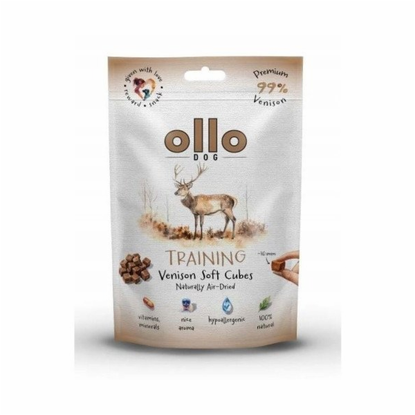 OLLO Air Dried Training Venison Cubes - pamlsek pro psa -...