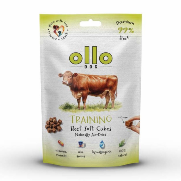 OLLO Air Dried Training Beef Cubes - pamlsek pro psa - 80g